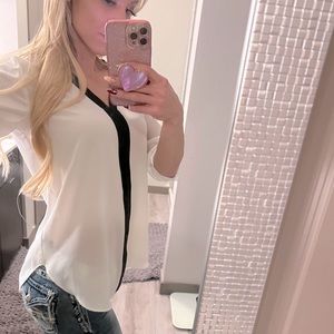 NWT BCX Medium White Sheer Blouse Business Casual